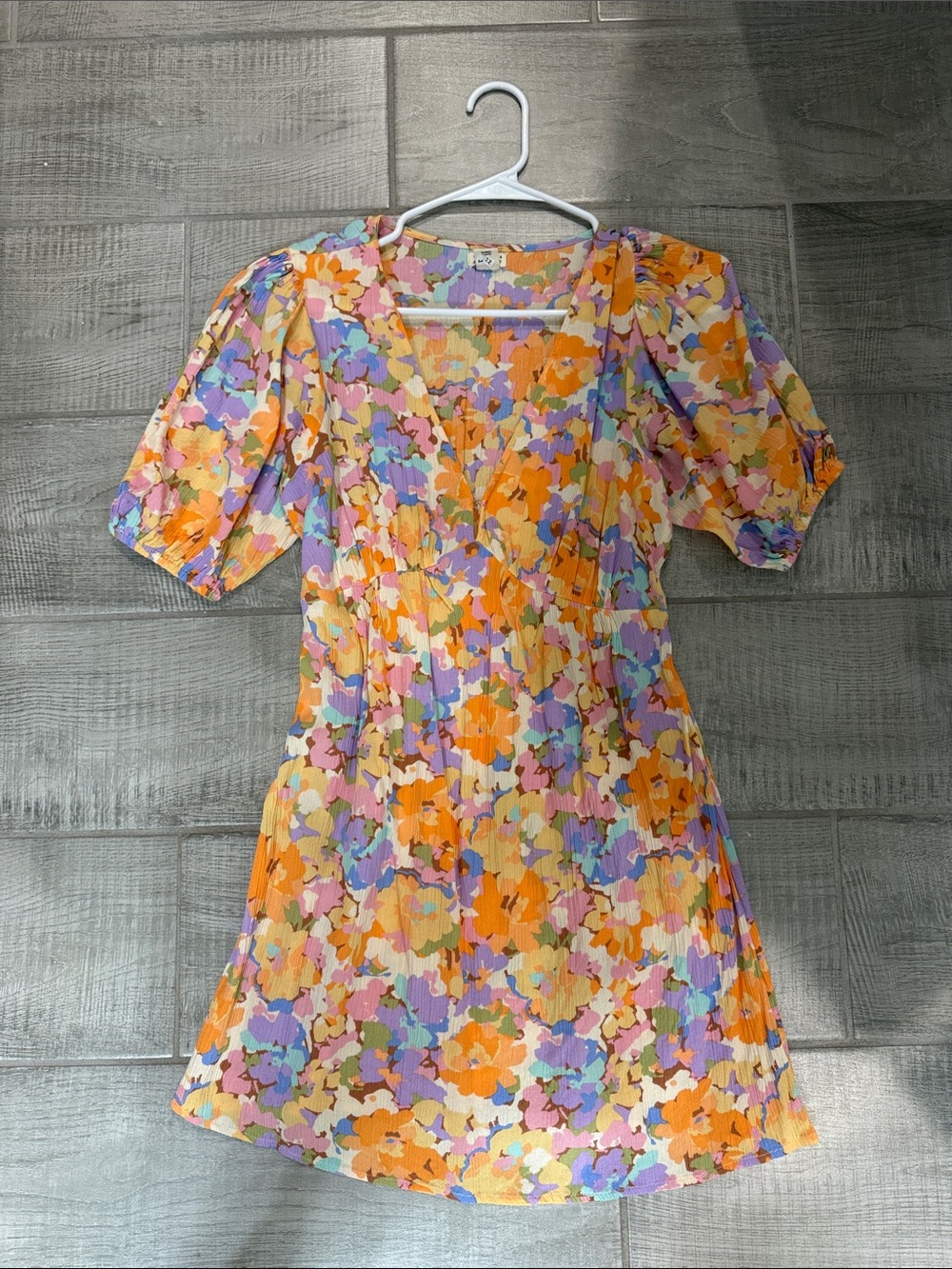 Billabong Floral Puff Sleeve V-Neck Mini Dress - Multicolor